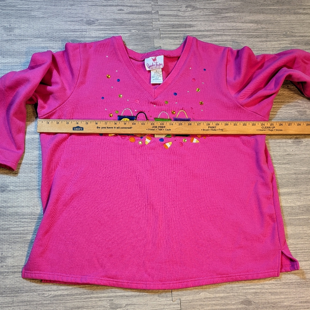 Quacker Factory Halloween V-Neck‎ Sweatshirt, Embroidered & Embellished, Sz 2X - Picture 7 of 10